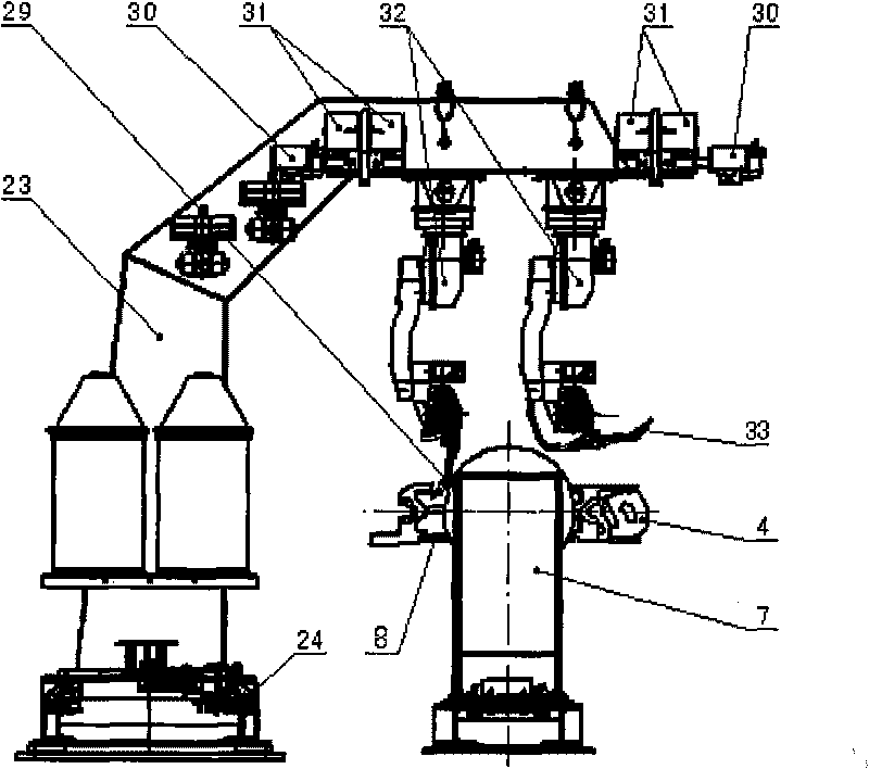 Robot automatic welding production line of middle groove and technological method thereof