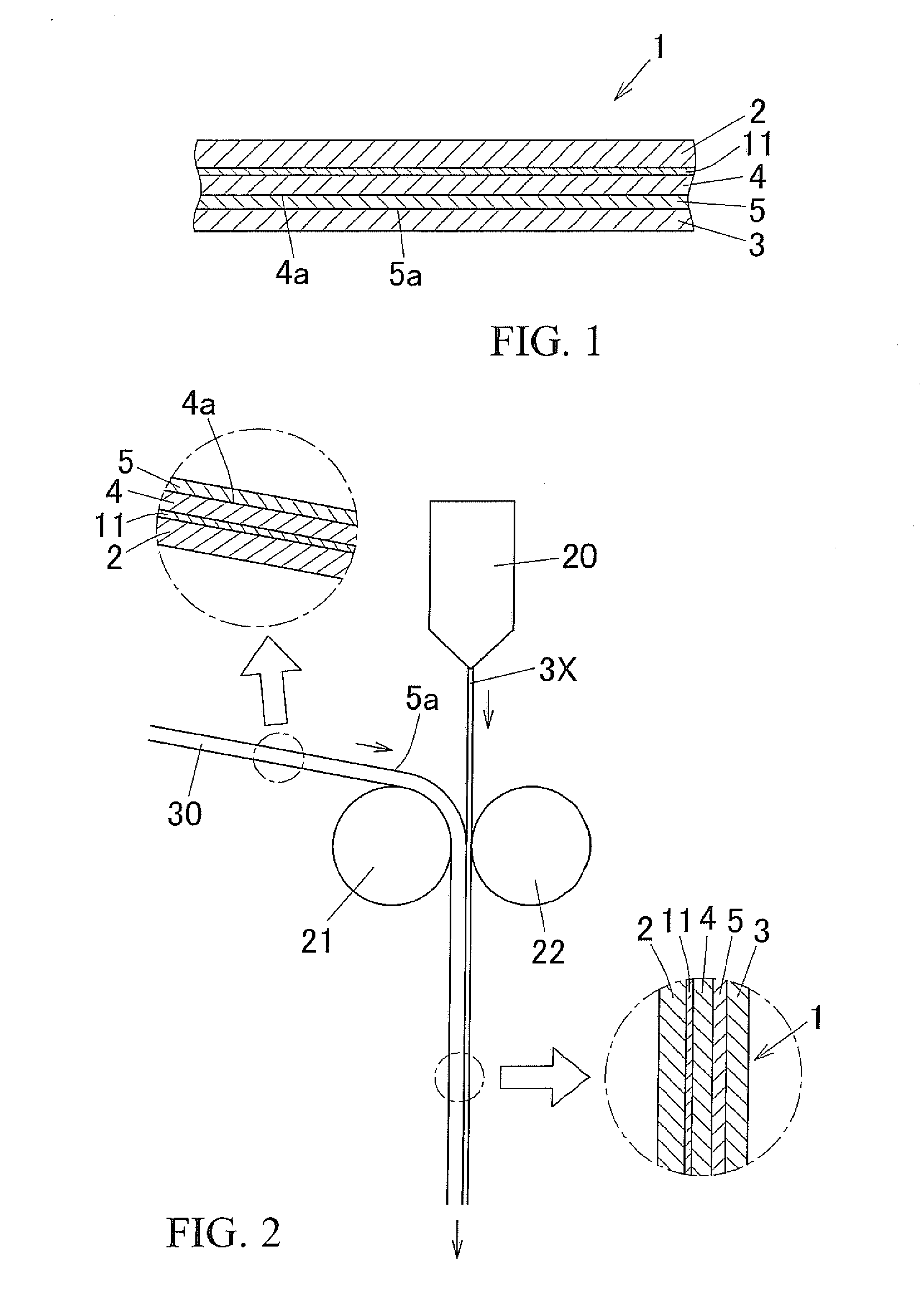 Molding packaging material and method for producing same