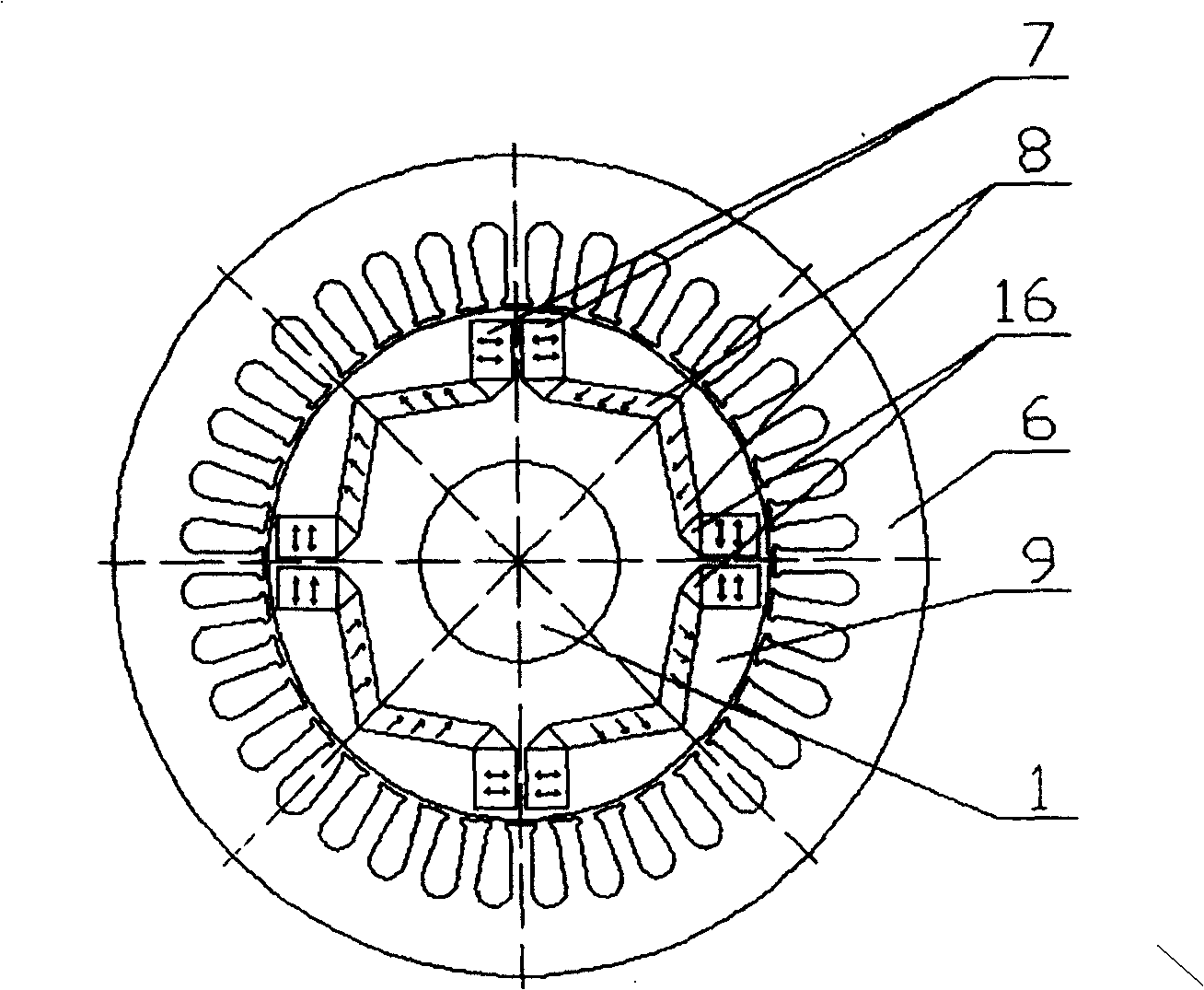 Controllable flux permament magnetic synchronous motor of built-in mixed rotor magnetic path structure