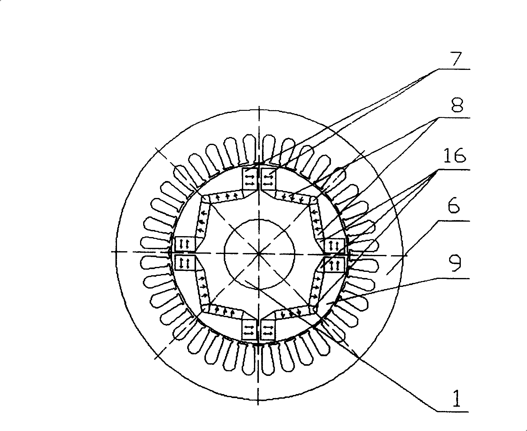 Controllable flux permament magnetic synchronous motor of built-in mixed rotor magnetic path structure