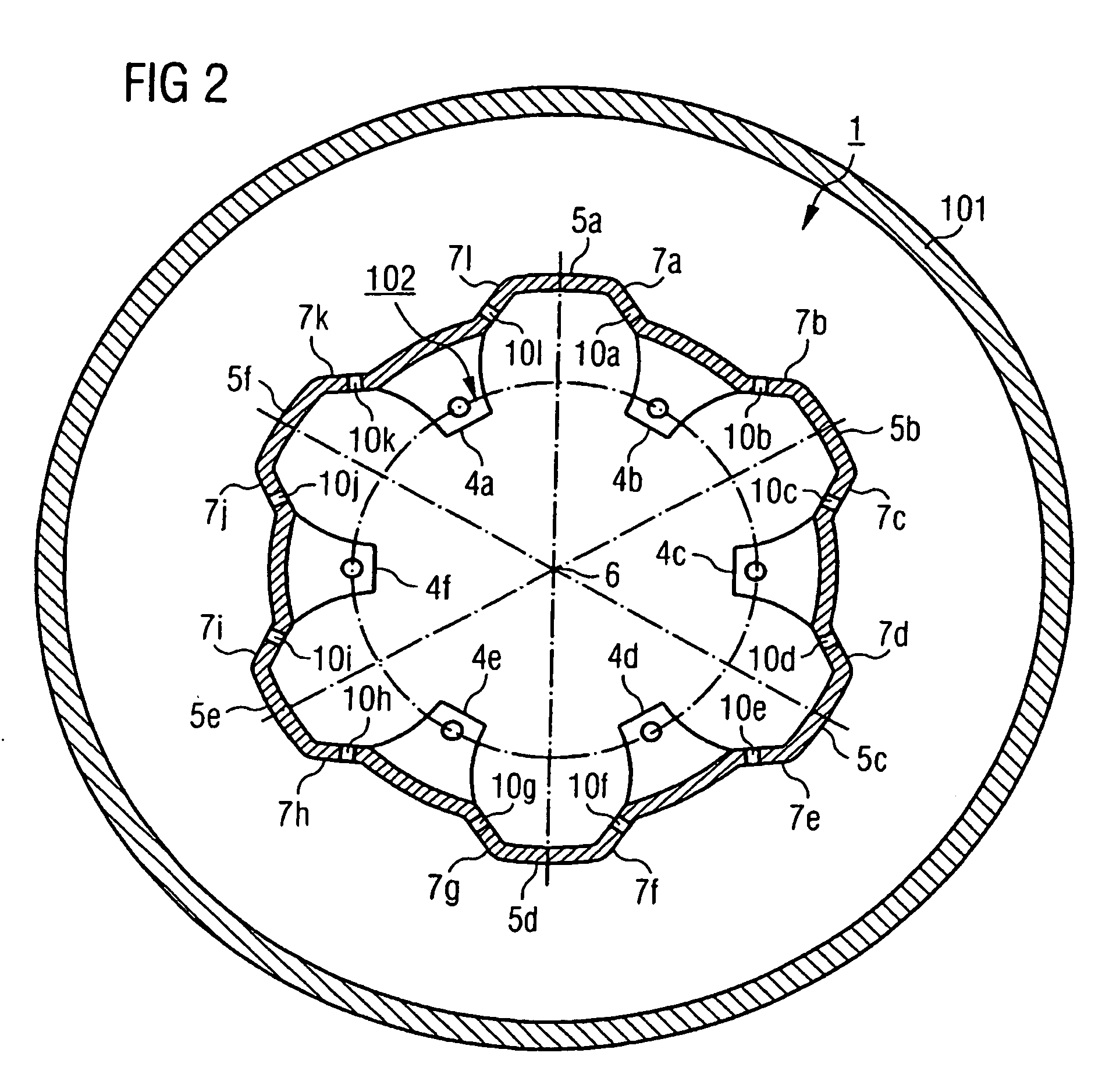 Power switch with a mobile contact element and extinction gas flow that move in an axial direction when activated