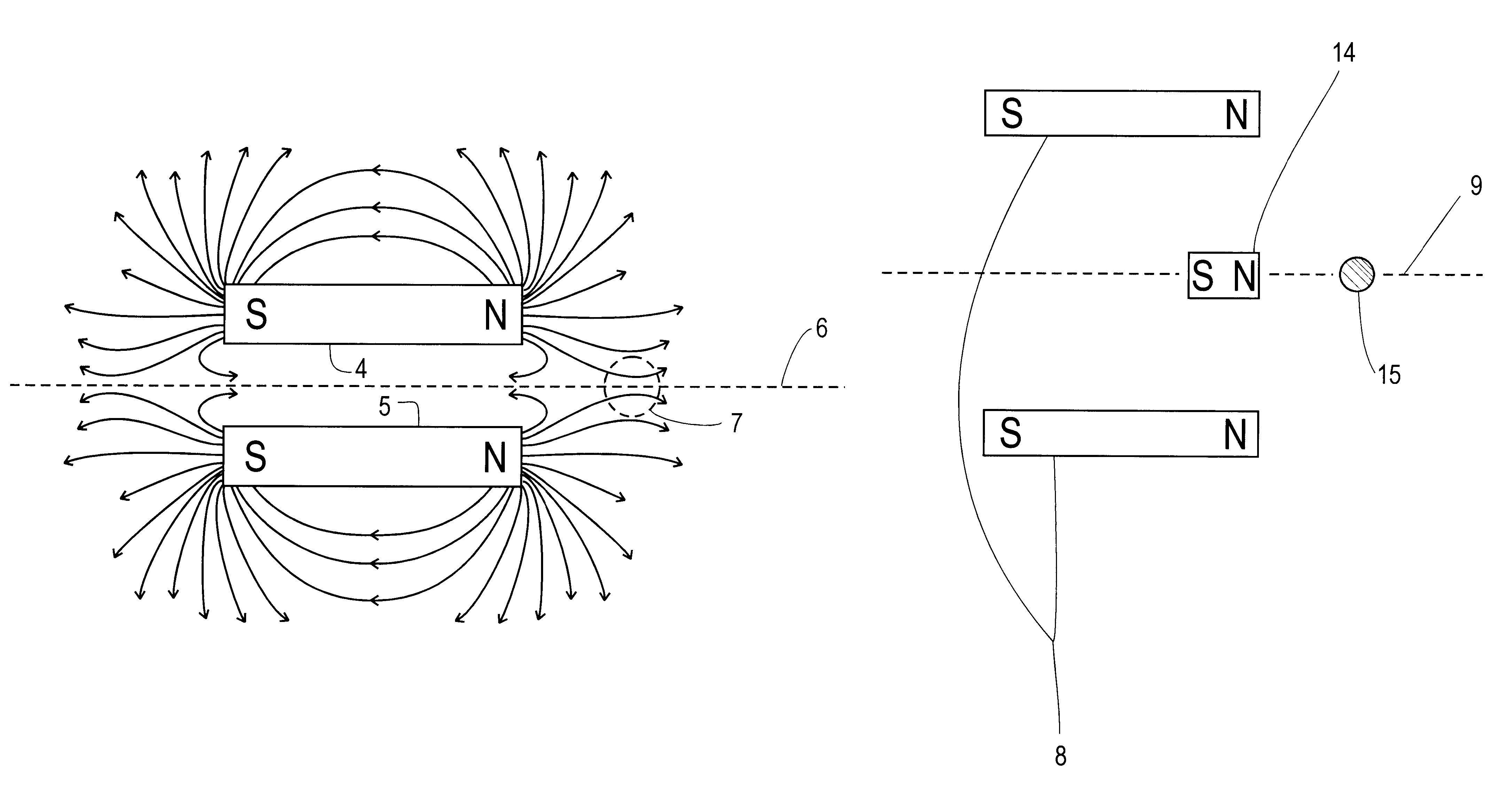 Unilateral magnet having a remote uniform field region for nuclear magnetic resonance