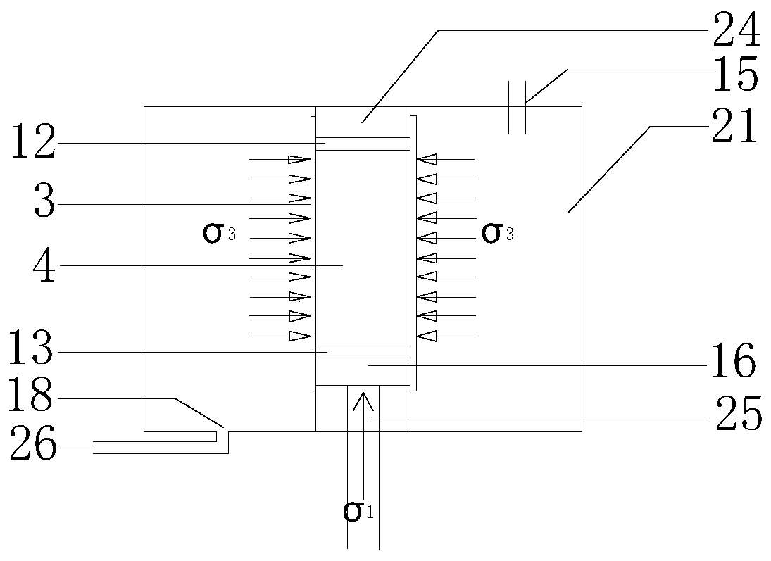 Test device and test method for critical seepage air pressure of soil in saturated strata under three-dimensional stress