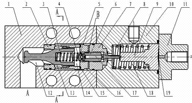 Pilot large-flow load control valve using displacement and force feedback principle