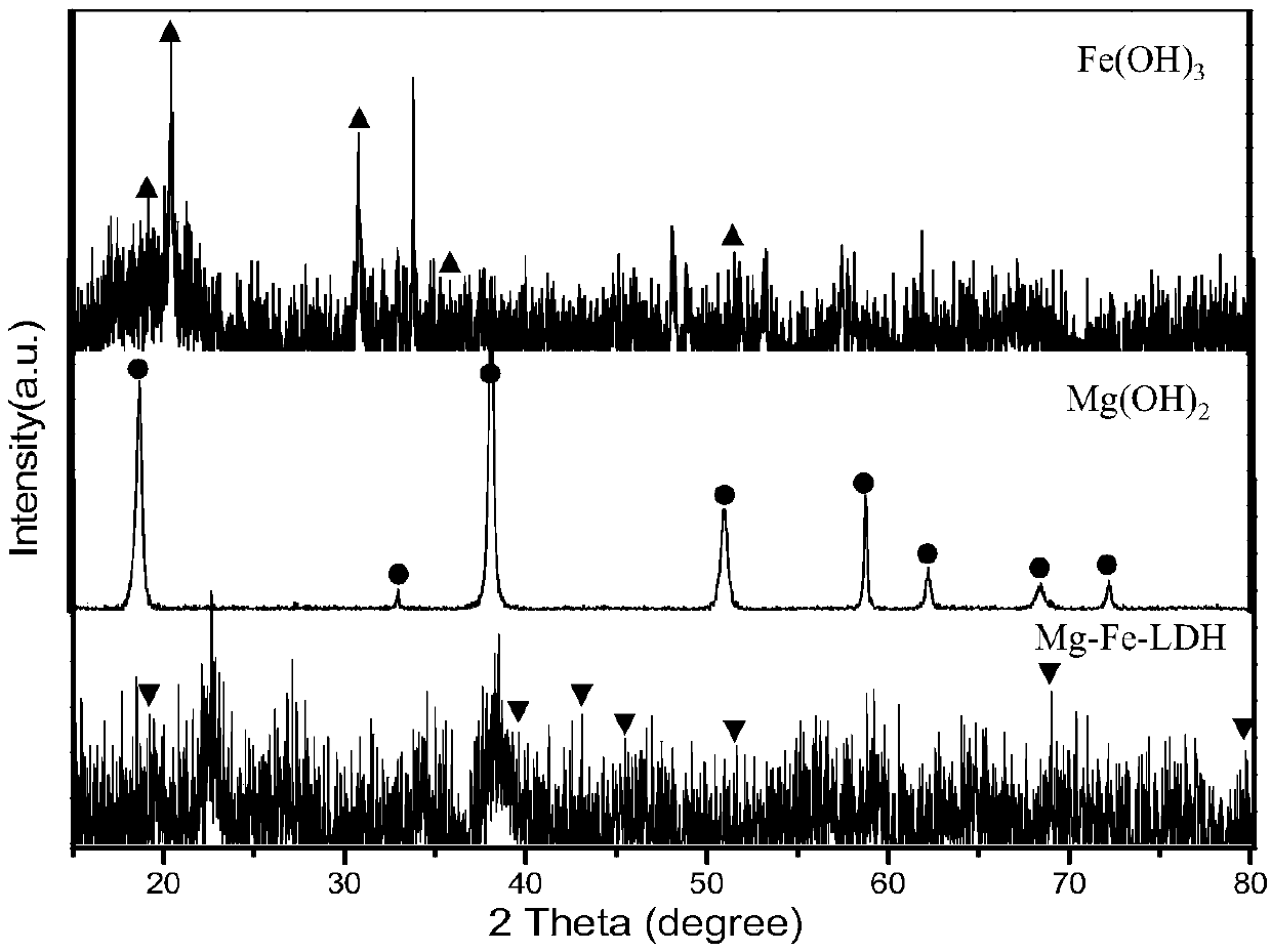 Mg-Fe bimetal hydroxide adsorbent and preparation method and application thereof