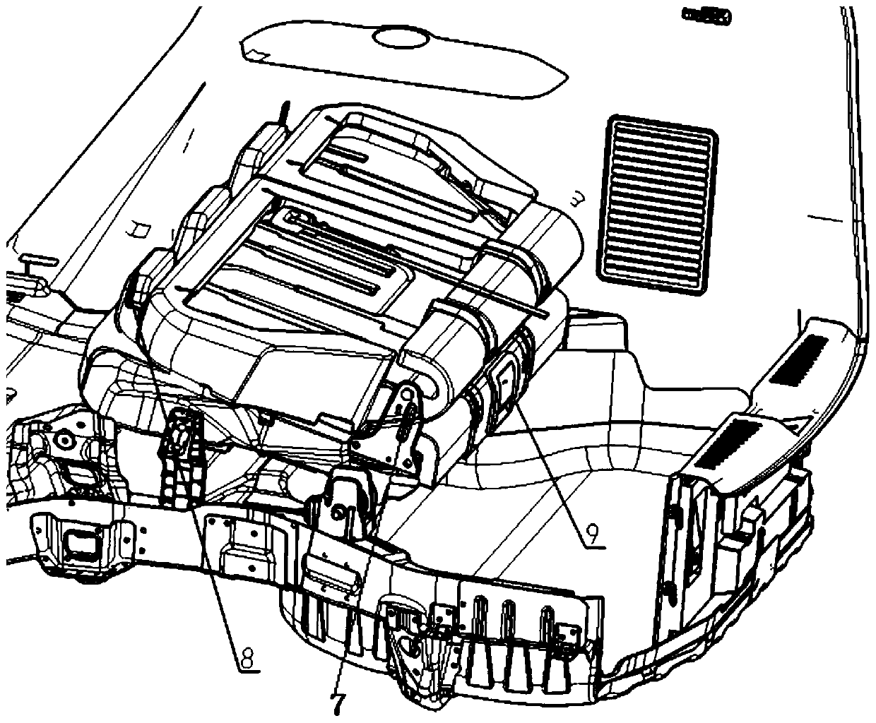 Folding flat car seat assembly and using method thereof