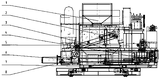 Integrated furnace charge pellet pneumatic packing and reducing slag pneumatic raking machine for magnesium metal reduction tank