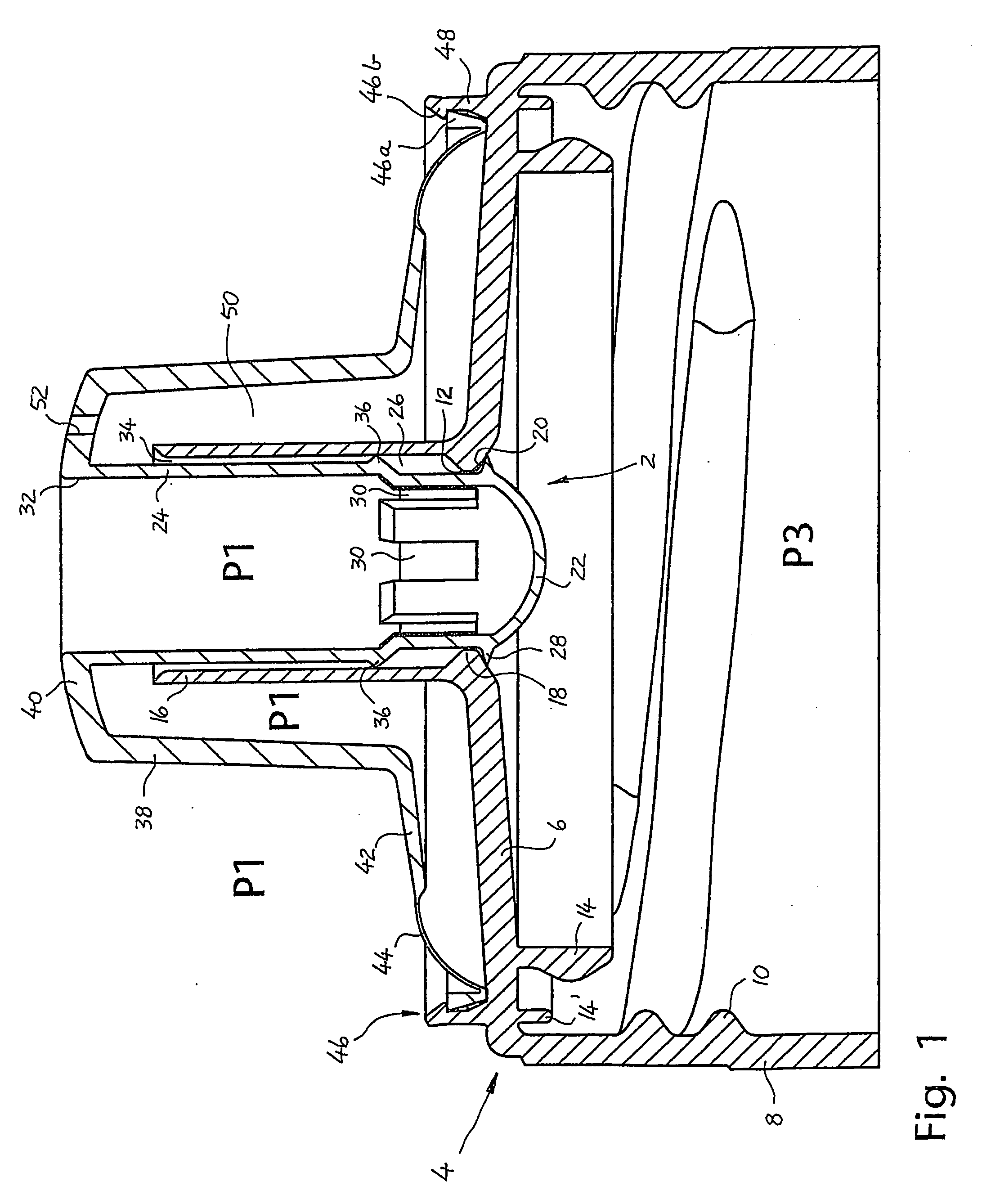 Hygiene-maintaining device of an underpressure-activated valve for a drinking receptacle