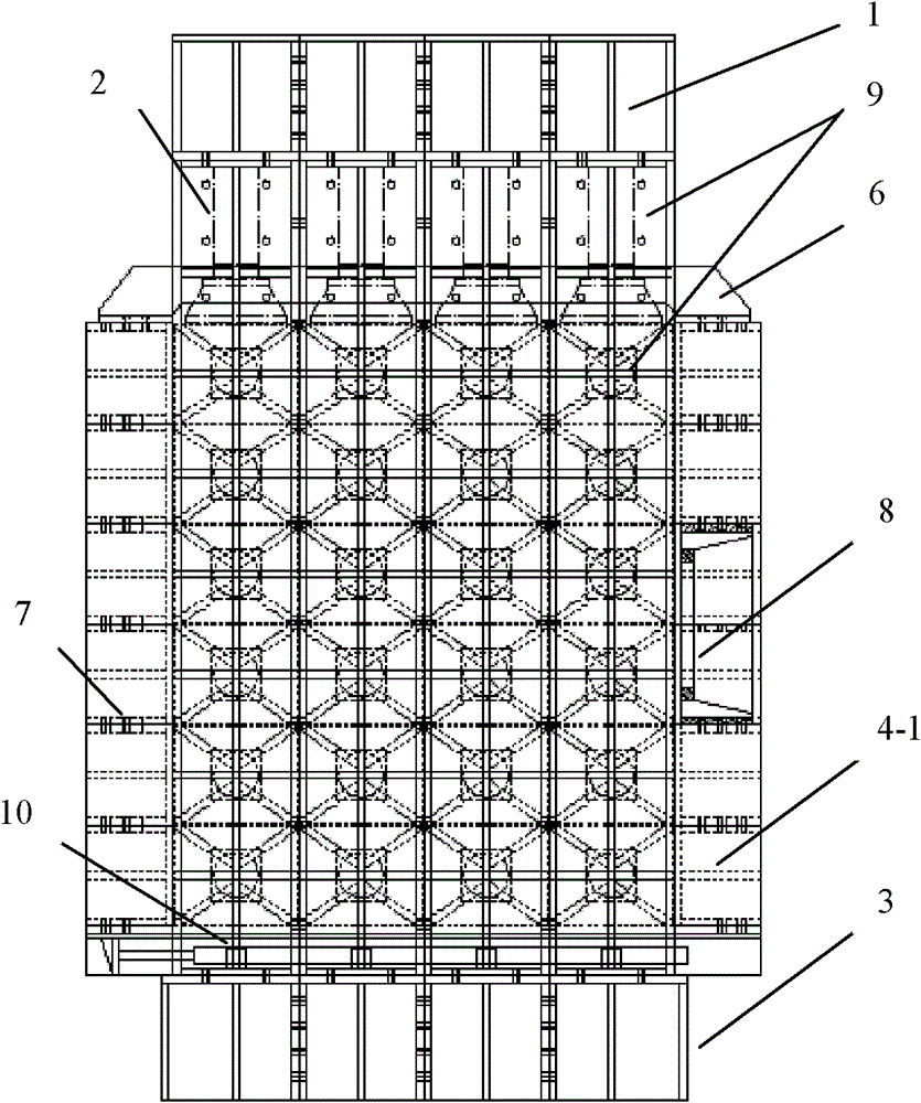 Large-size freely combined model test device for high ground stress underground engineering