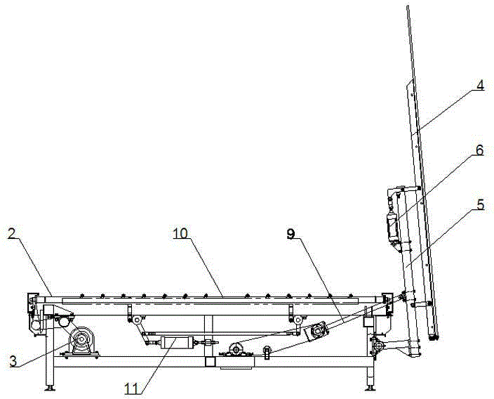 Glass conveying platform with glass turnover function