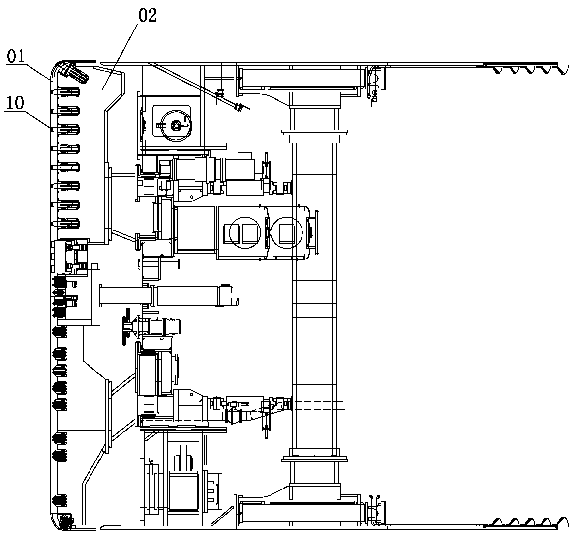 An atmospheric pressure tool changing device and method for a super-large-diameter shield machine