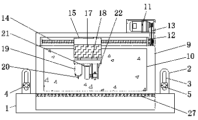 Building abrasion-proof material cutting device capable of cleaning sweeps