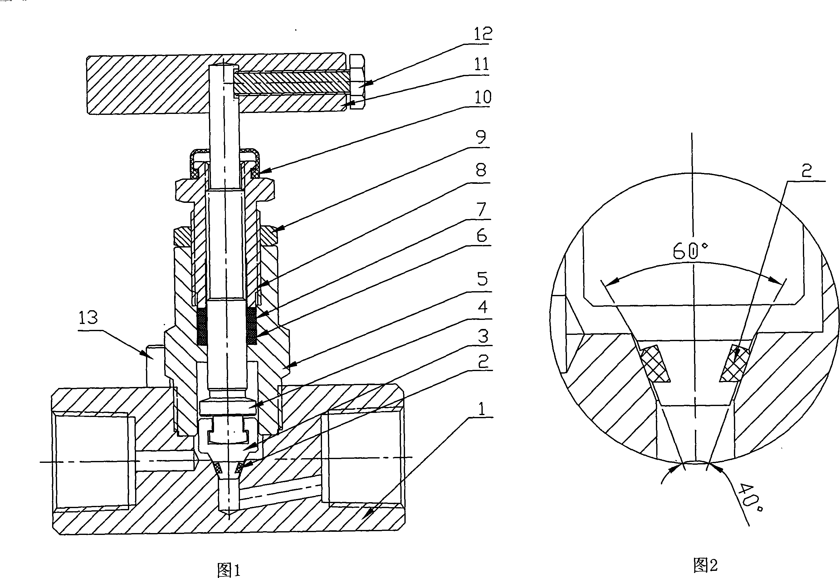 Double sealing high pressure needle valve