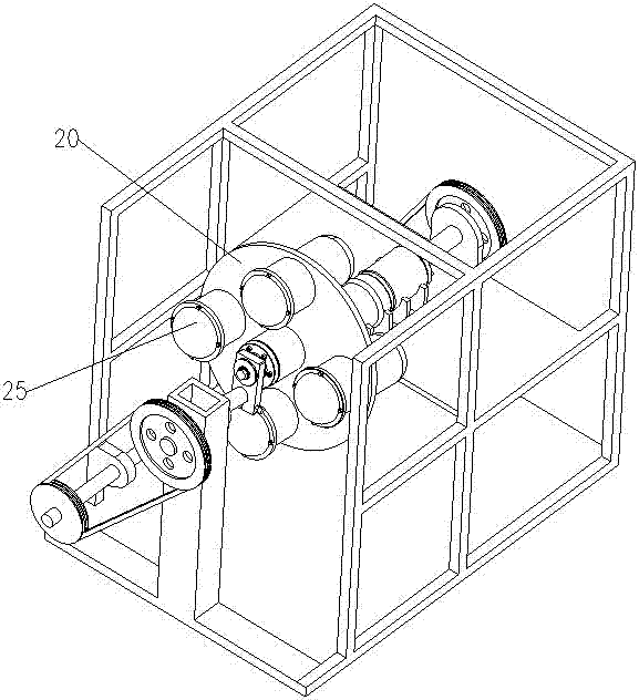 One-axle multi-cylinder multi-dimensional ball hammer type micro-nano high-energy ball mill