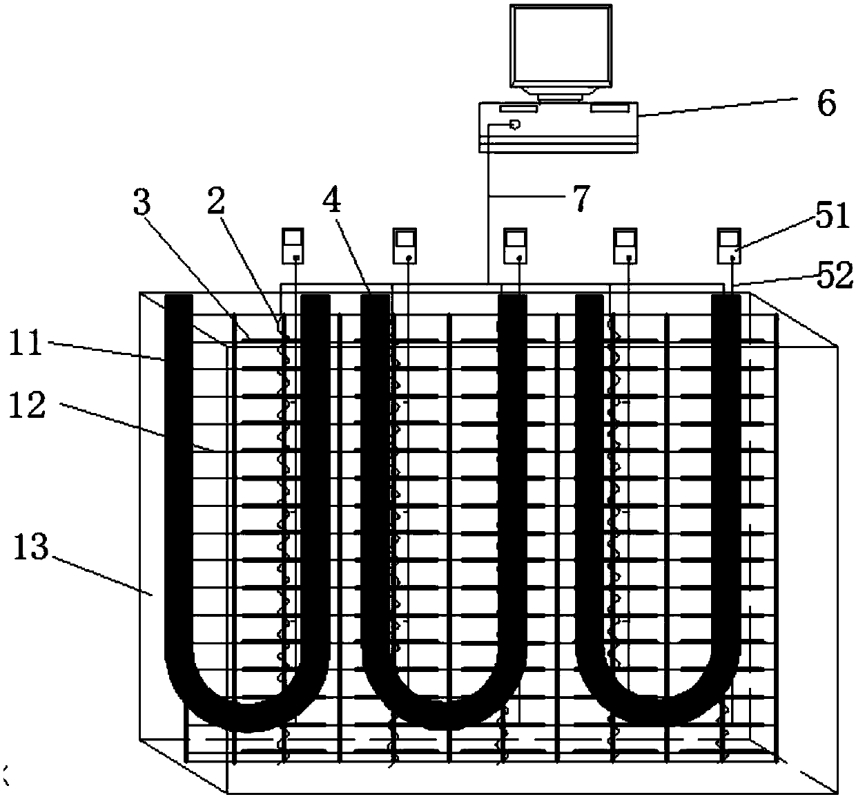 Underground continuous wall seepage detection device based on distributed optical fiber temperature measurement