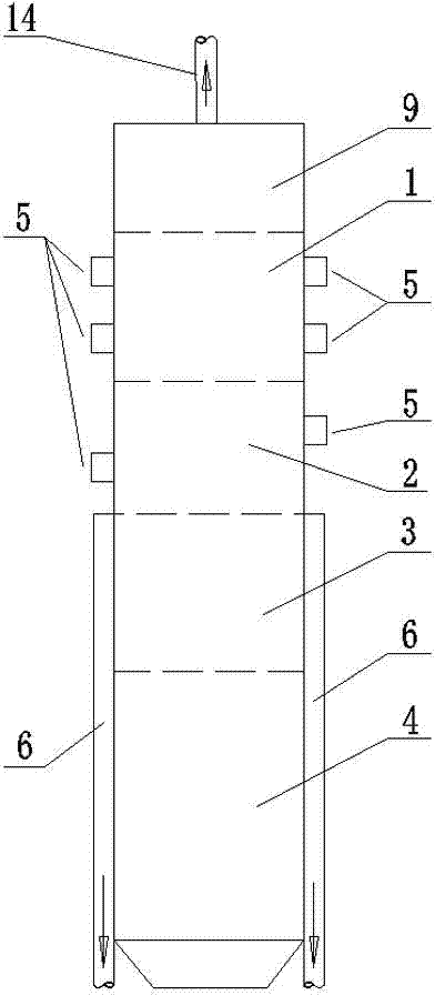 Small-particle four-section moving bed dry distillation furnace with hydrogen-enriched environment and dry distillation method of small-particle four-section moving bed dry distillation furnace