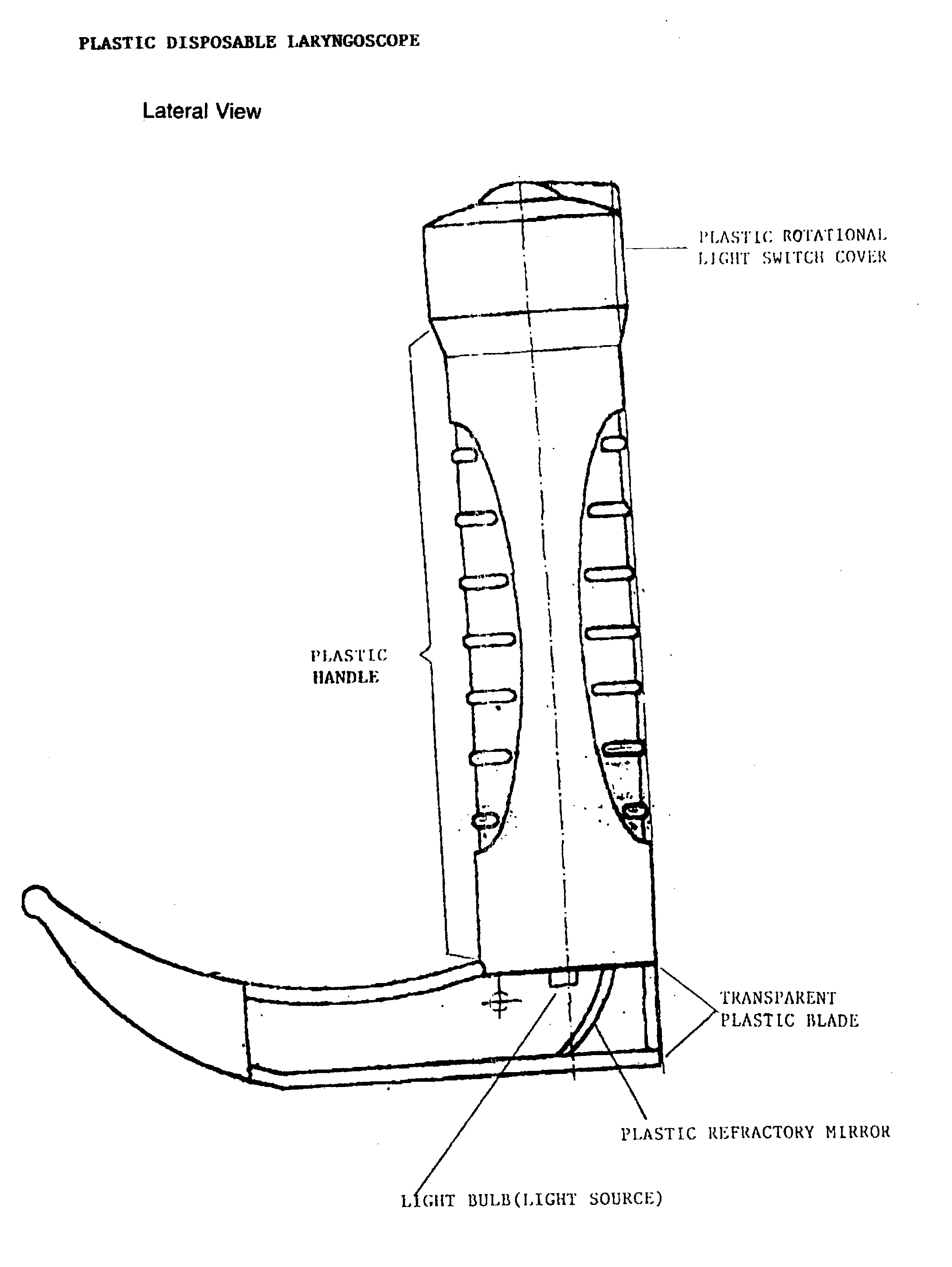 Disposable plastic laryngoscope with built in refractroy light source for the examination of the larynx