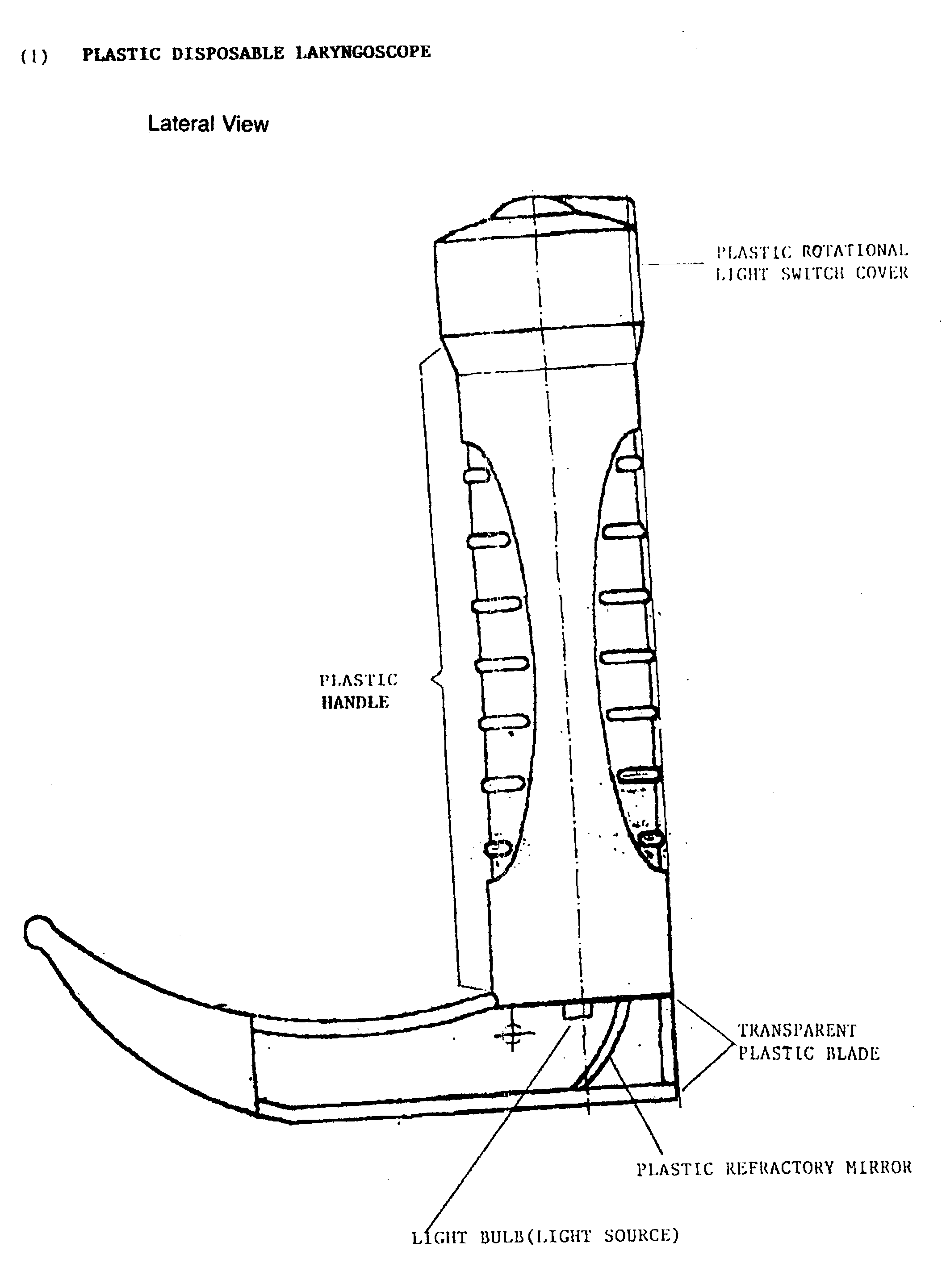 Disposable plastic laryngoscope with built in refractroy light source for the examination of the larynx