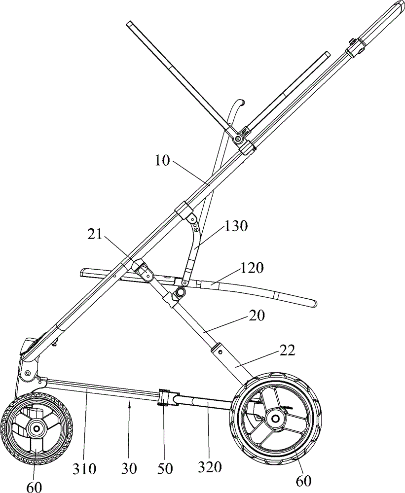 Baby carriage frame and its folding mechanism