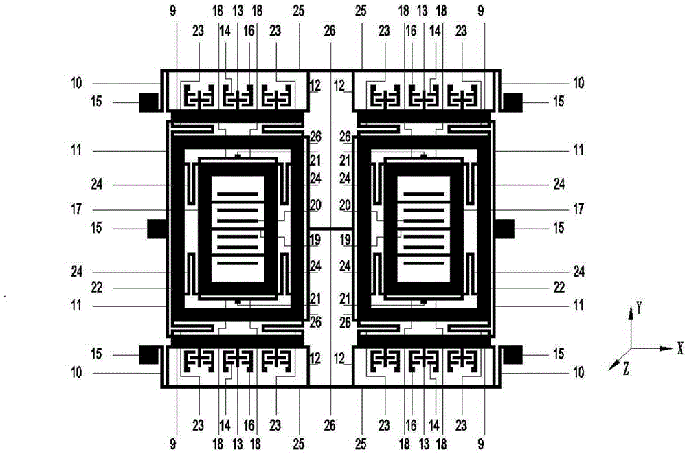 Tuning-fork type micro-electromechanical gyro sensitive structure with decoupling function