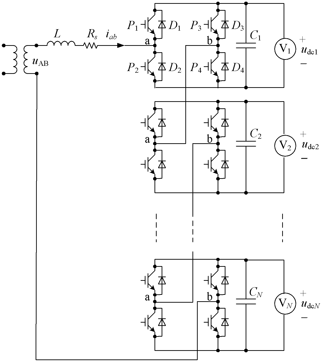 Cascading-type STATCOM DC side capacitor voltage balance control method