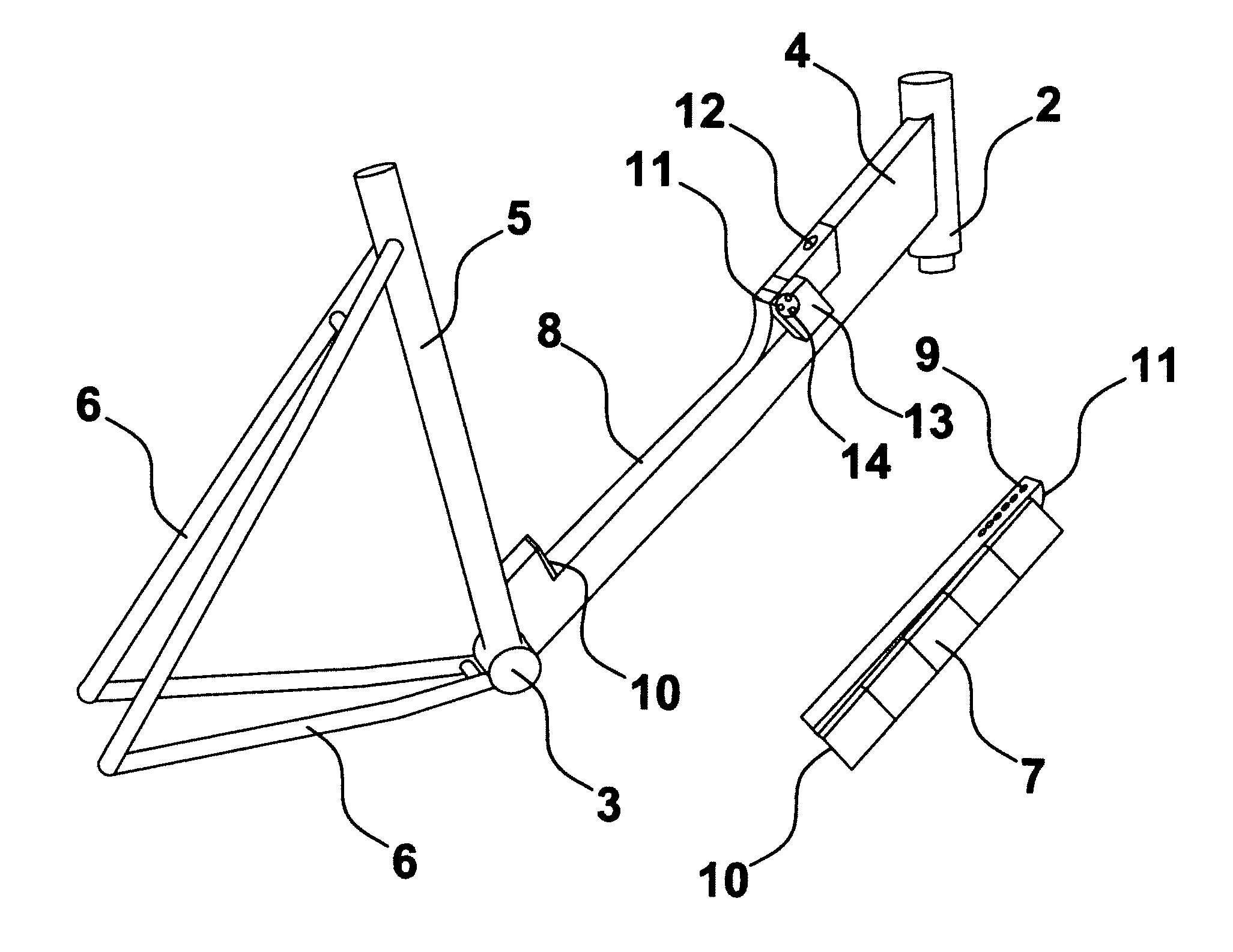 Bicycle frame with integrated and detachable battery