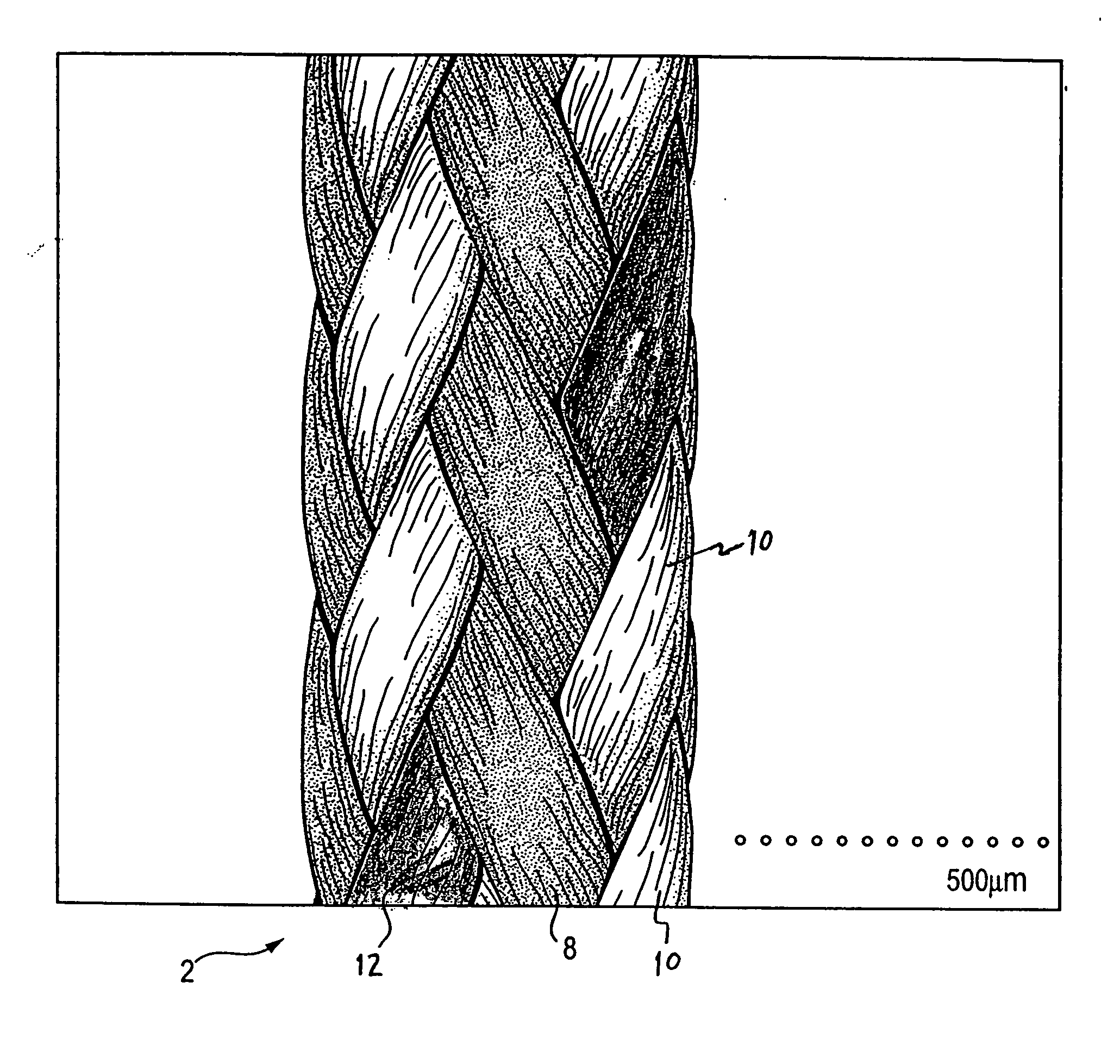 High strength suture with silk trace