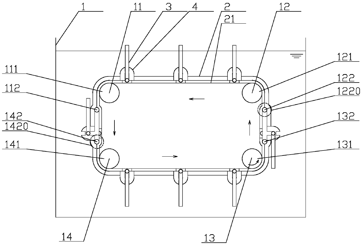 A high-efficiency skimming and mud scraping device