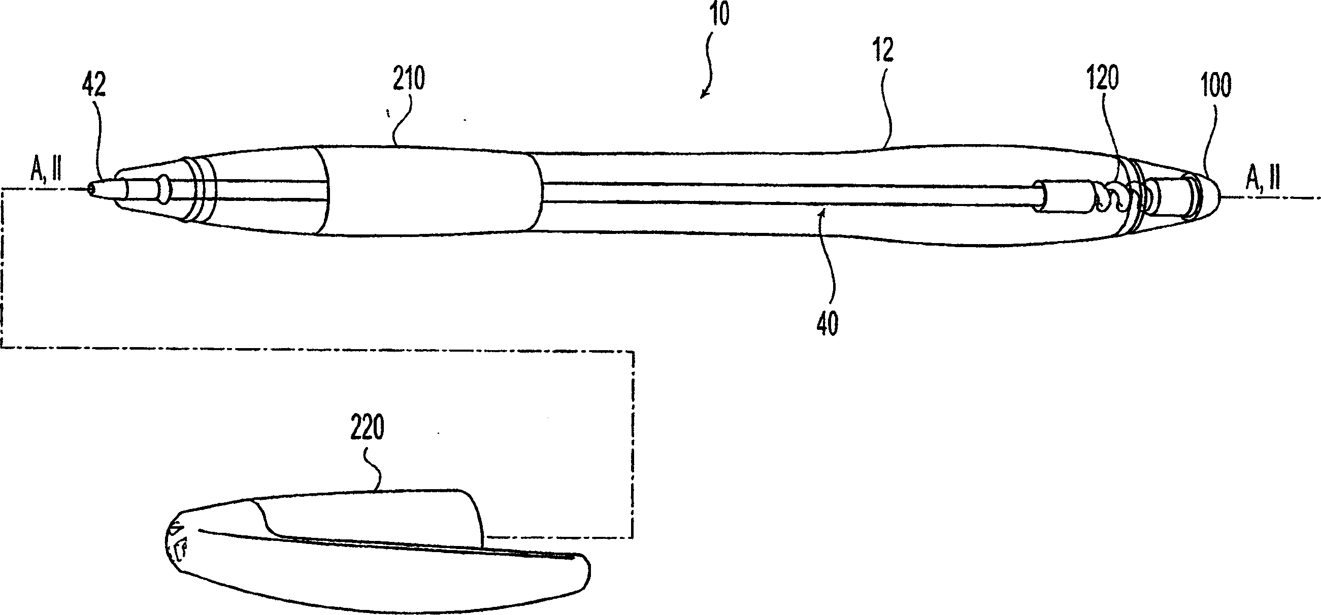 Writing instrument with cushioning element