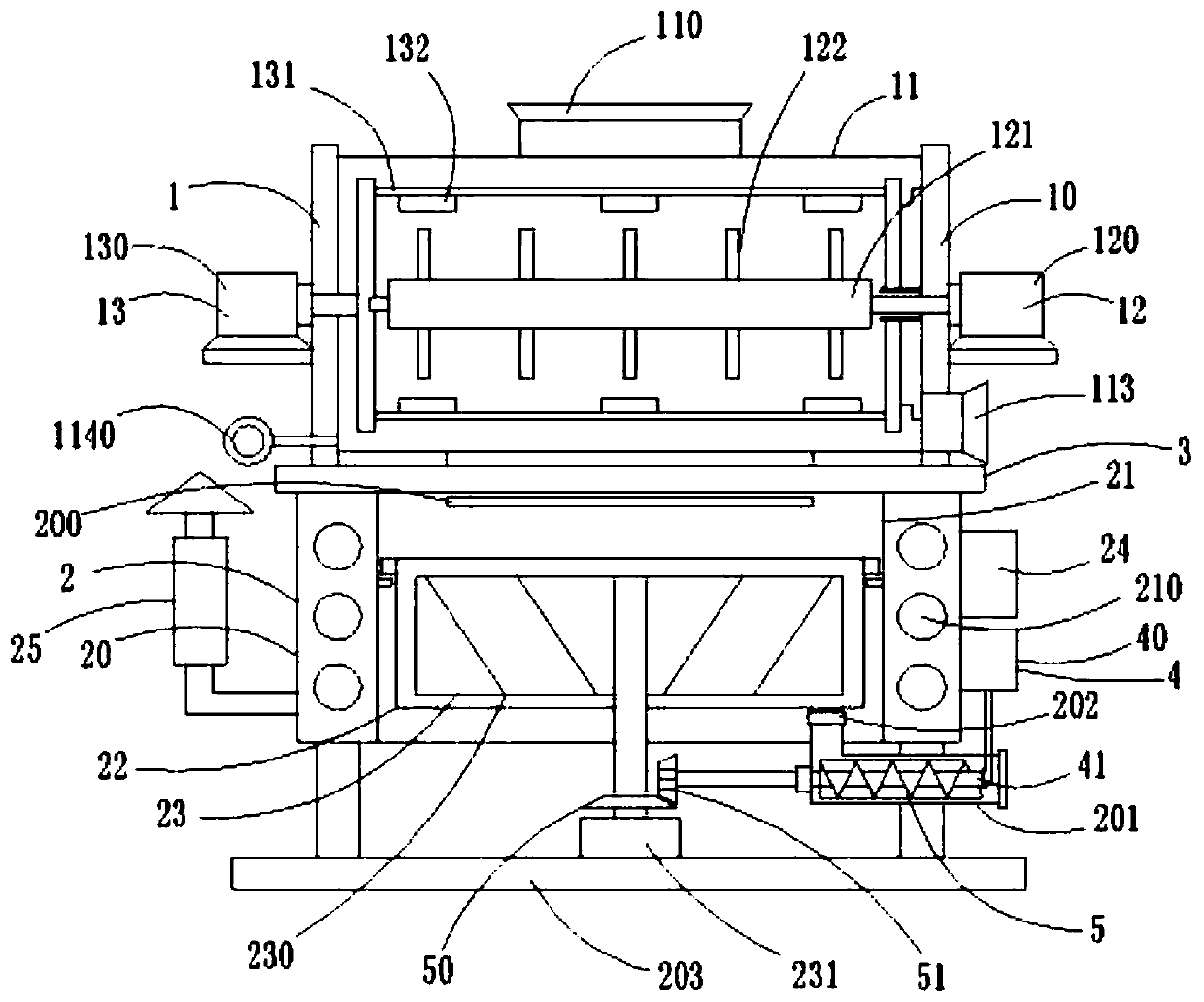 Integrated device for persistent organic contaminated soil remediation treatment