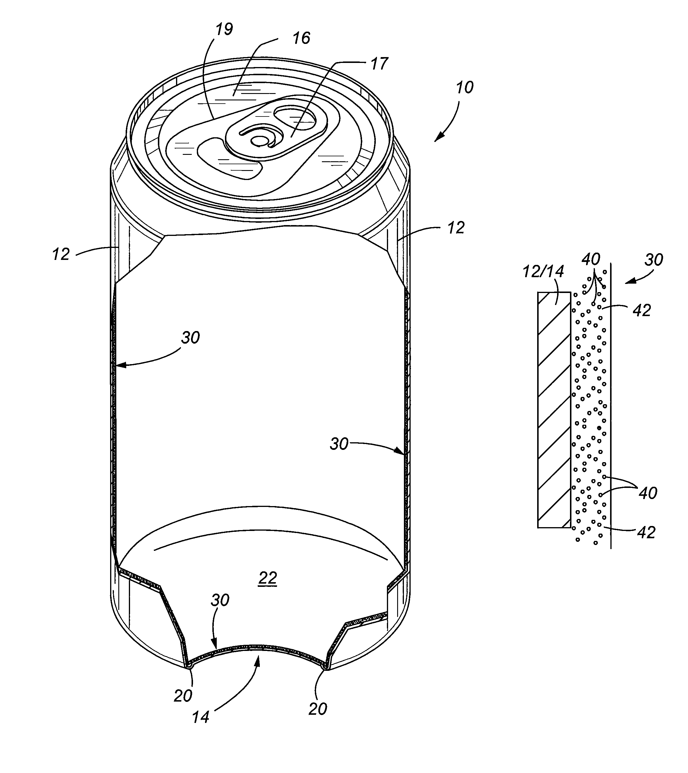 Inserted thermal barrier liner for containers