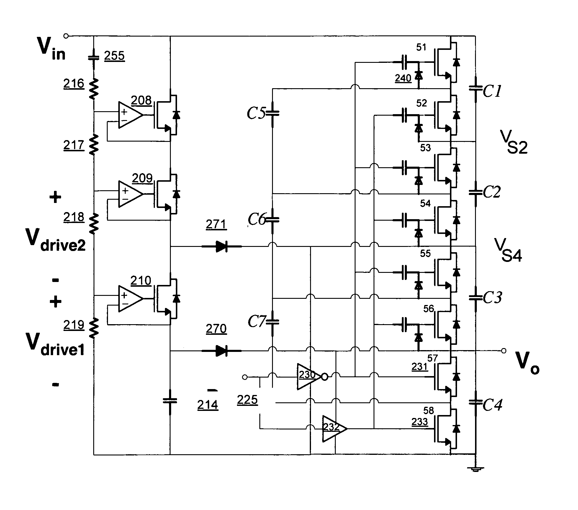 Drive and startup for a switched capacitor divider