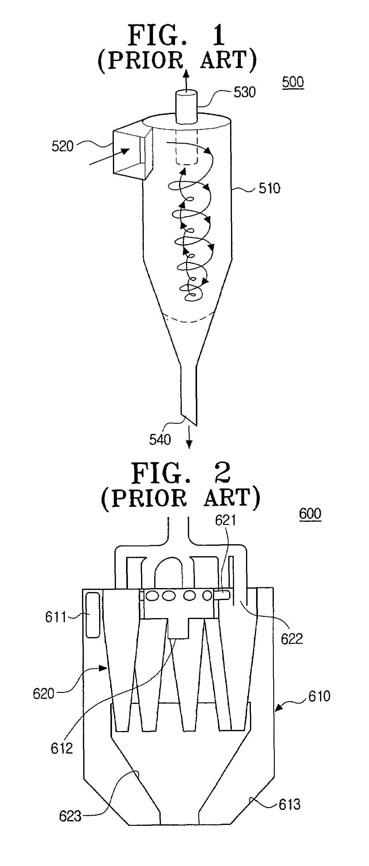 Multi cyclone dust collector for a vacuum cleaner