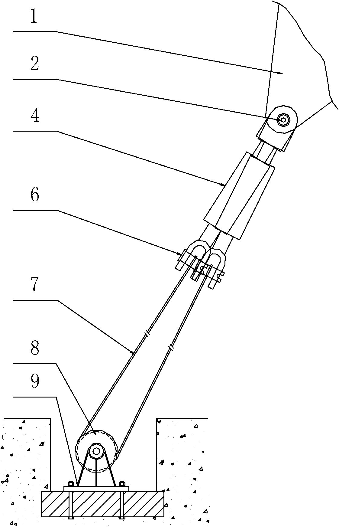 Self-balancing windproof stay rope device of heavy crane in port