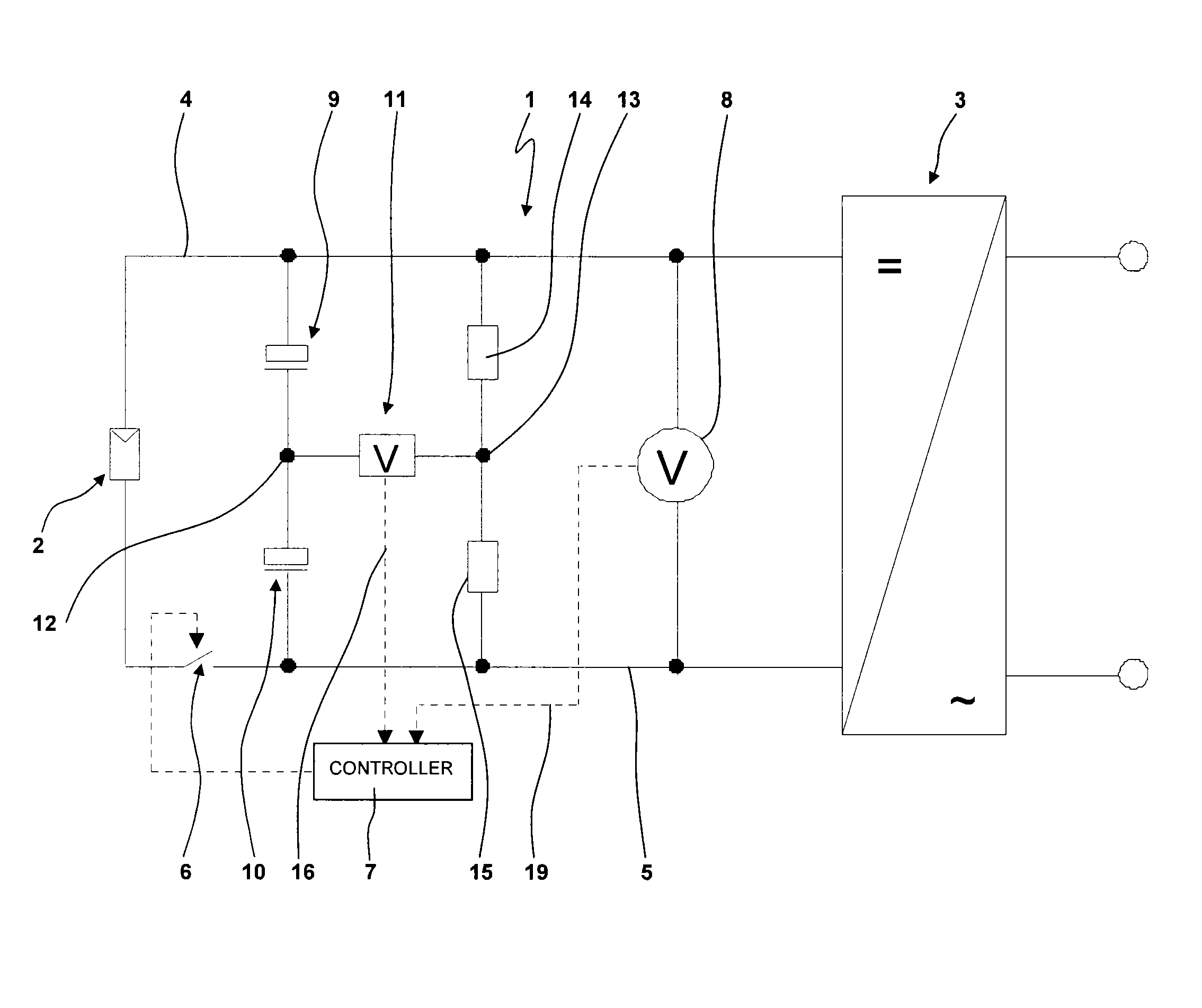 Topology Surveying a Series of Capacitors