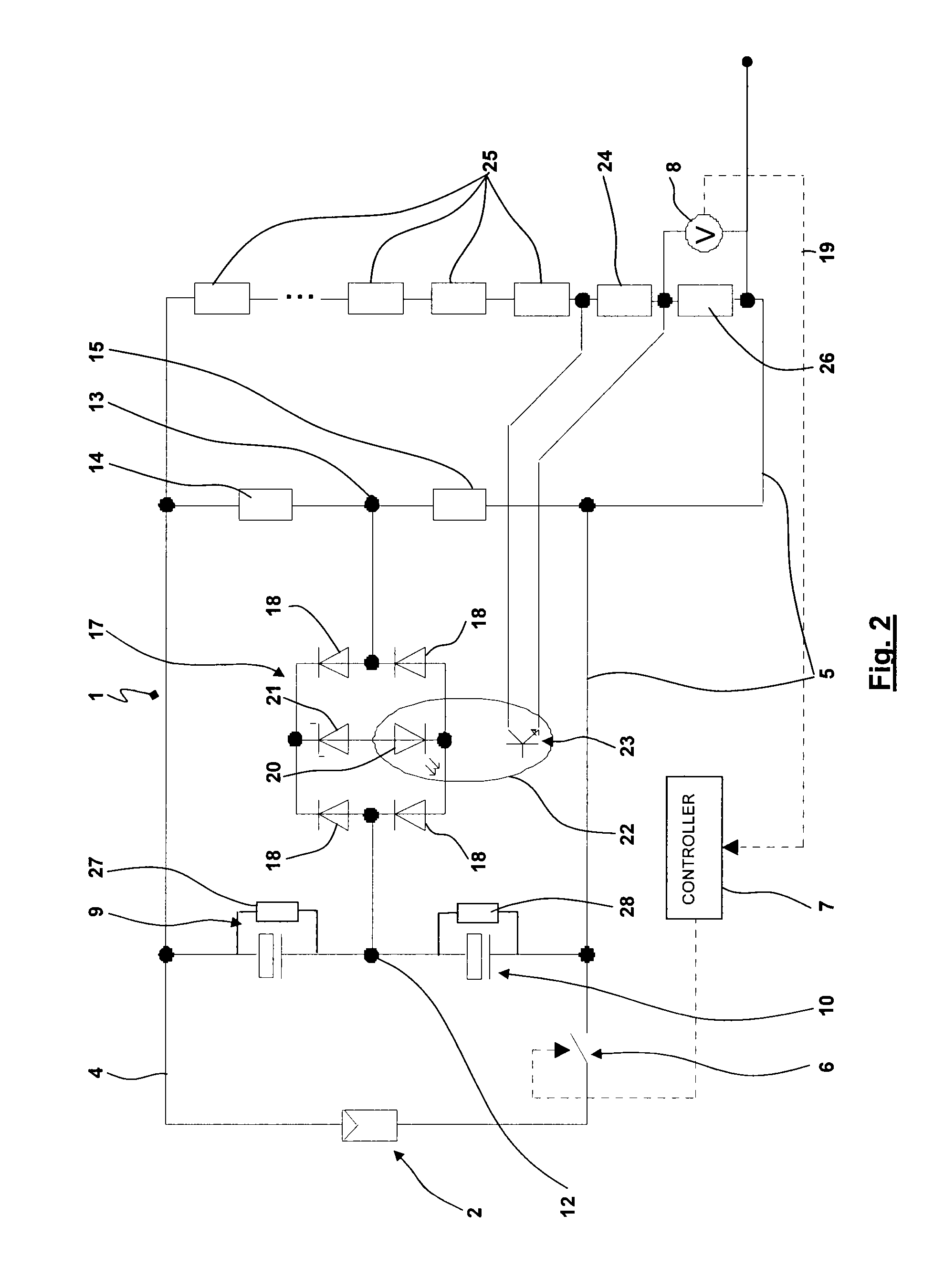 Topology Surveying a Series of Capacitors