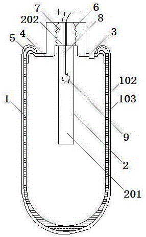 One-time glass fiber gas blaster and manufacturing method thereof