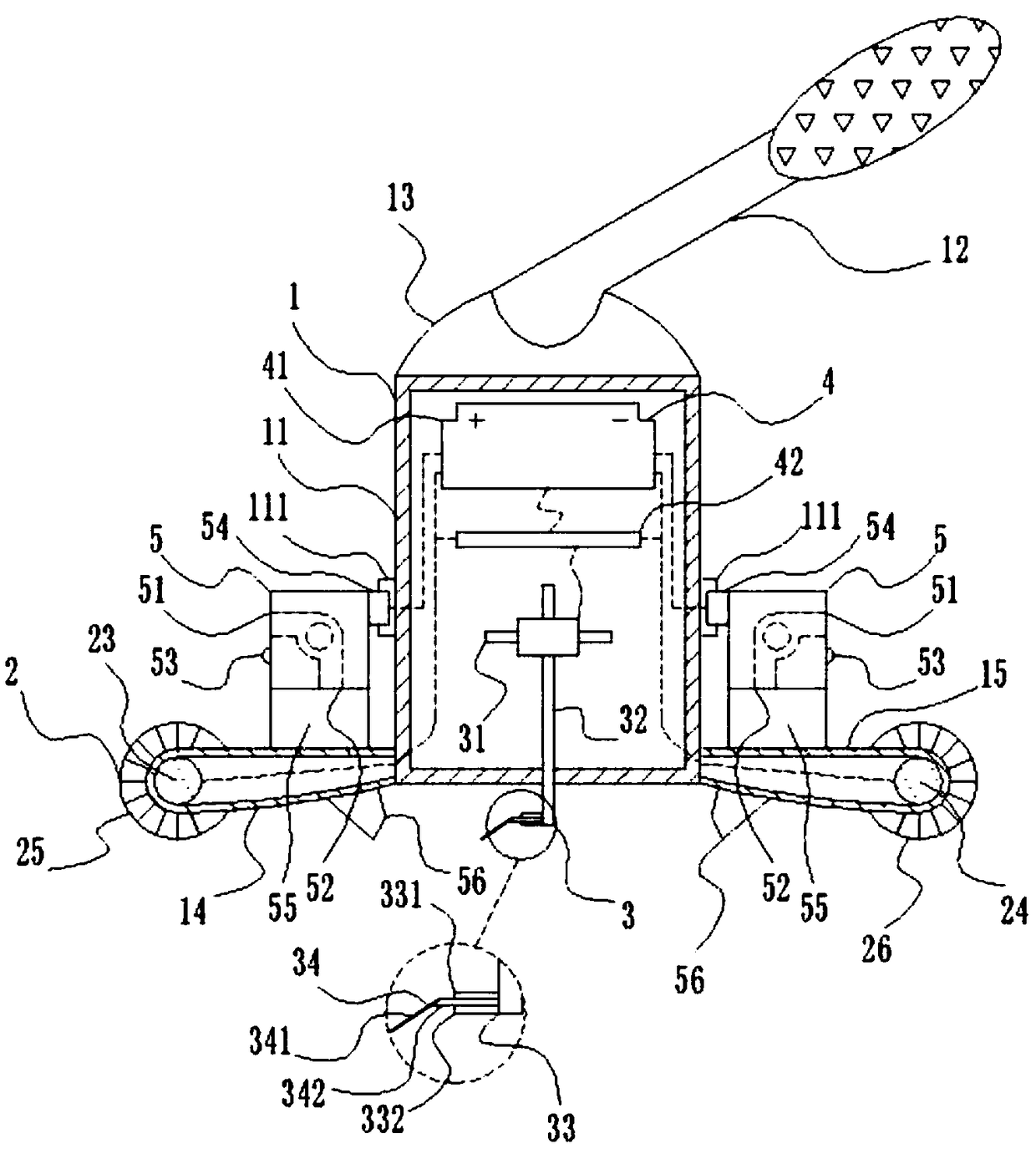 Self-walking stretching type skin preparation device for neurosurgery