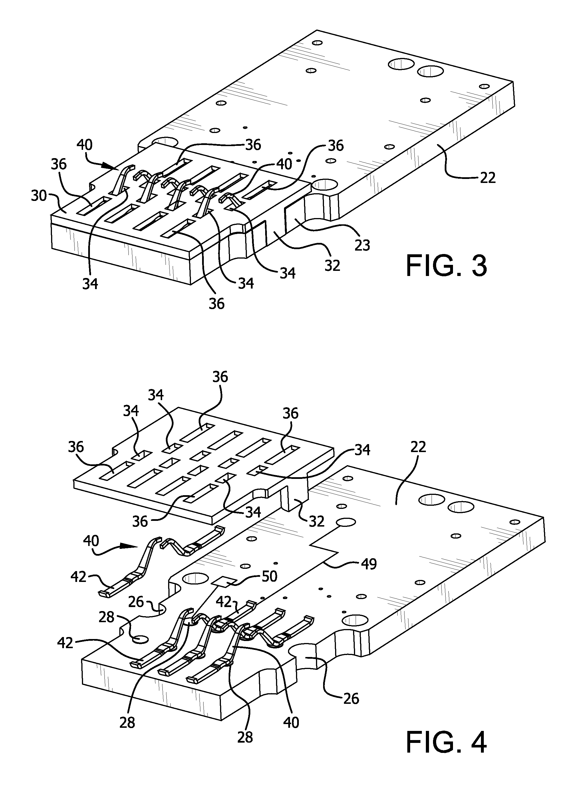 Electrical connector with low-stress, reduced-electrical-length contacts