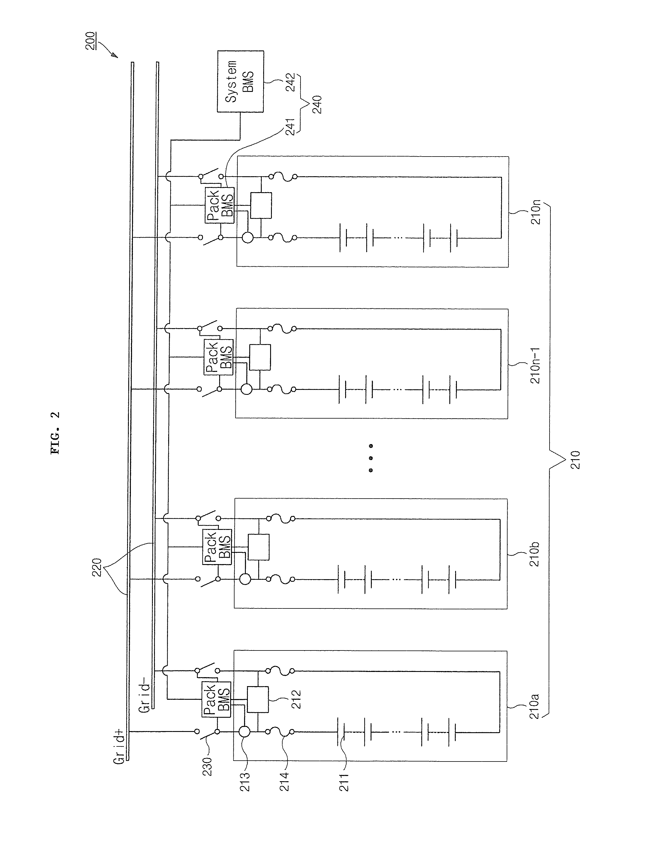 Energy storage device and method for decreasing rush current