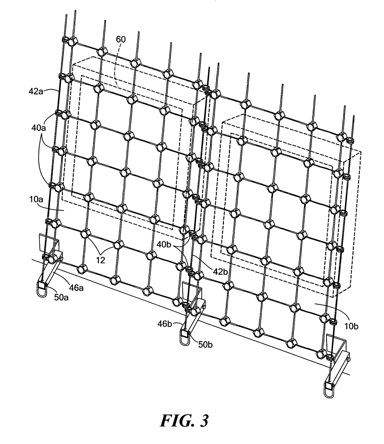 Vehicle and structure shield with a cable frame