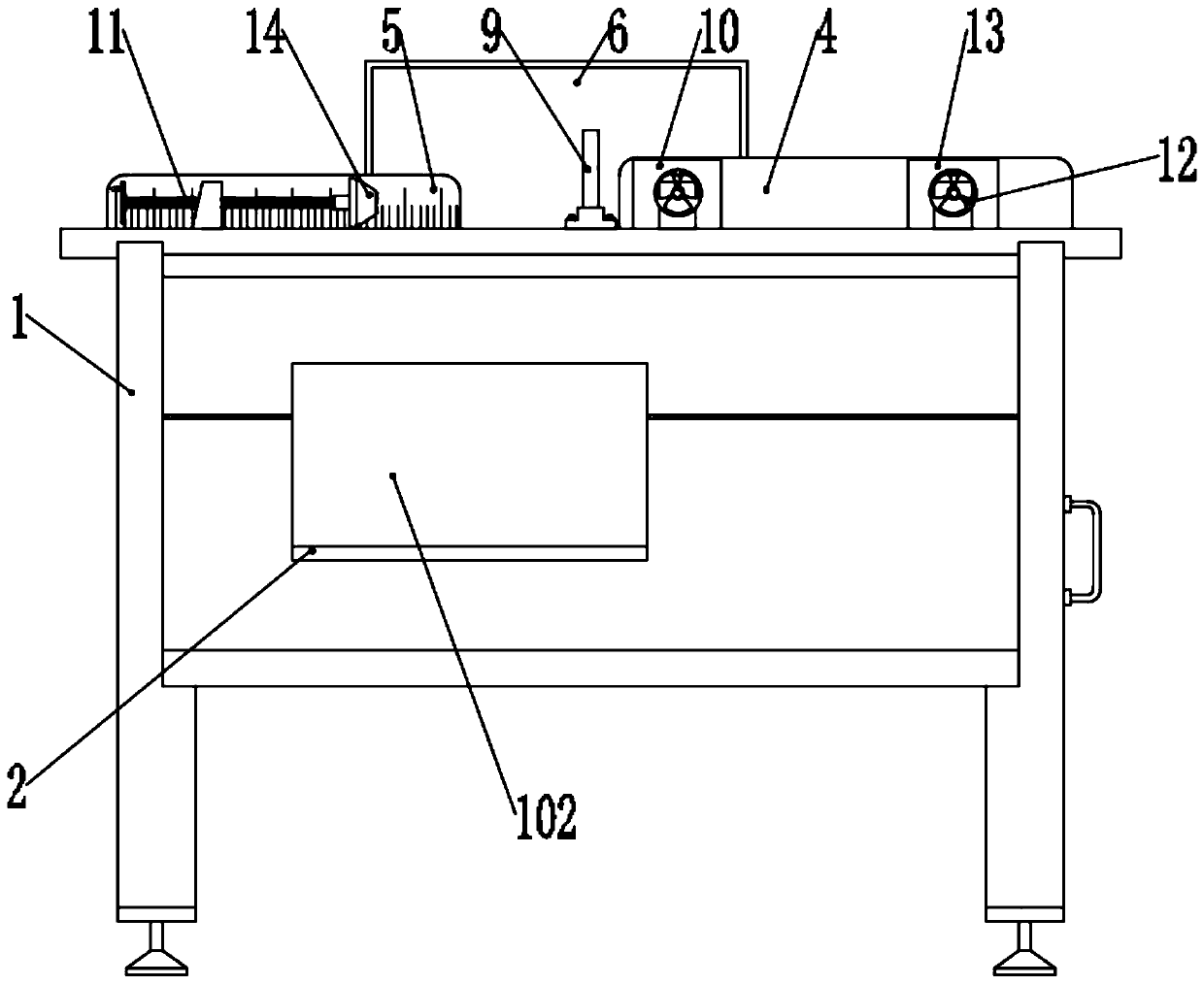 A cutting workbench equipped with a workpiece fastening mechanism for mechanical manufacturing