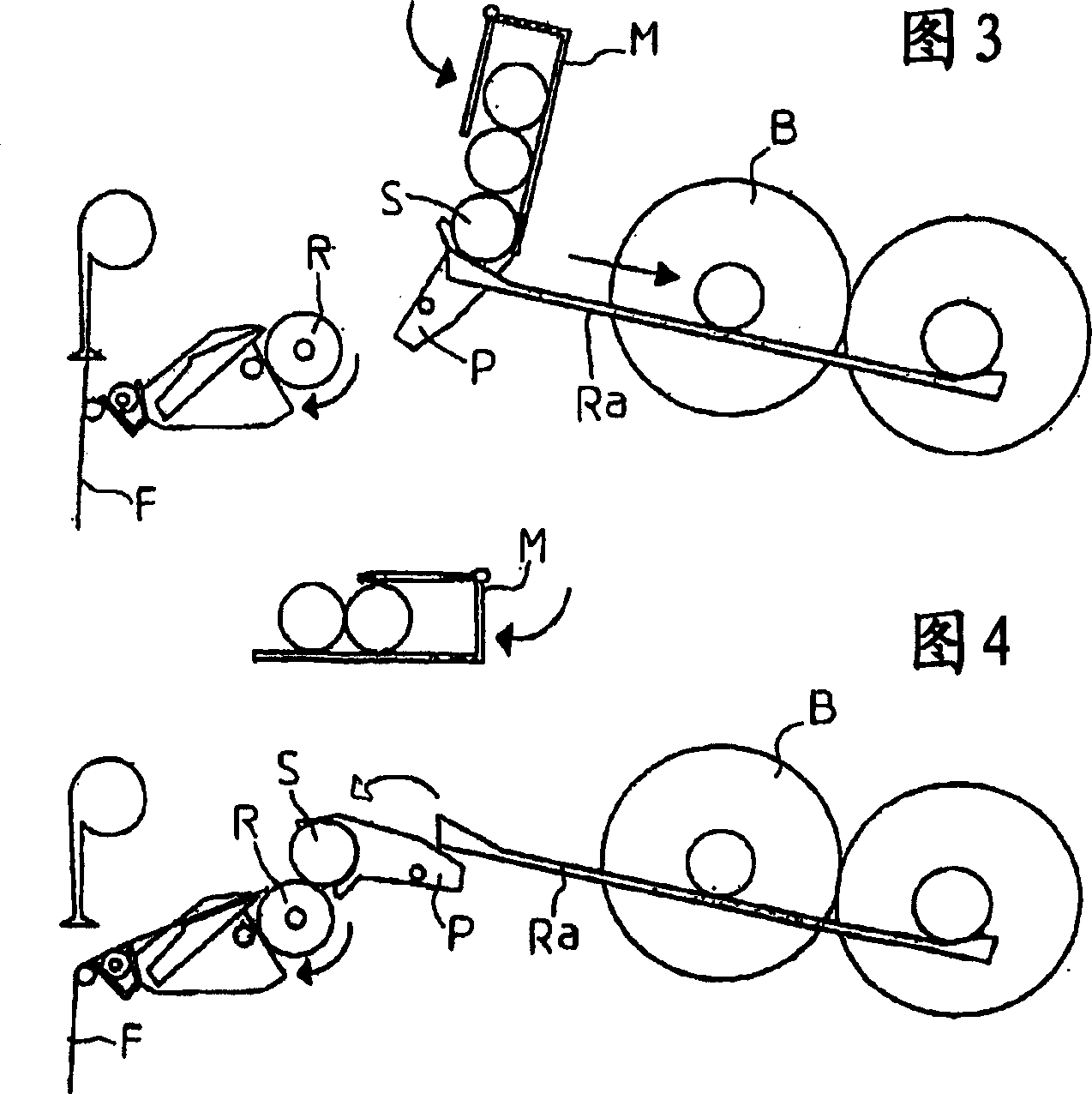 Device for positioning and removing thread bobbins in a textile machine