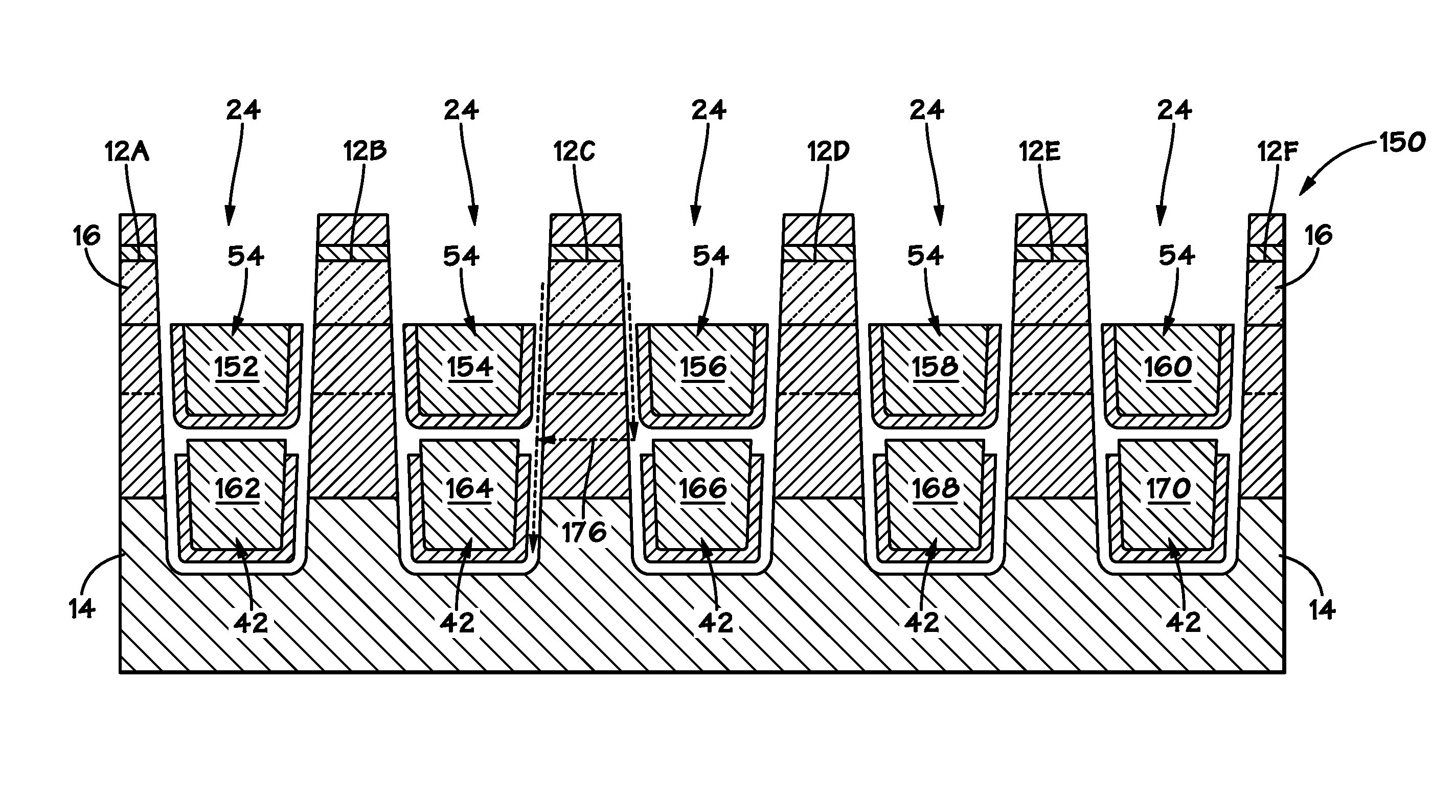 Double gated 4f2 dram chc cell and methods of fabricating the same