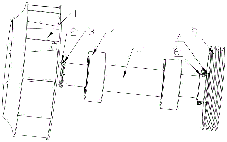 Thread quick detaching device for fan of belt pulley