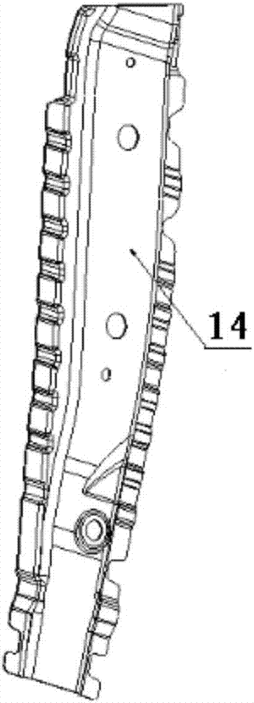 A reinforced structure that penetrates through the front wall panel and the front floor