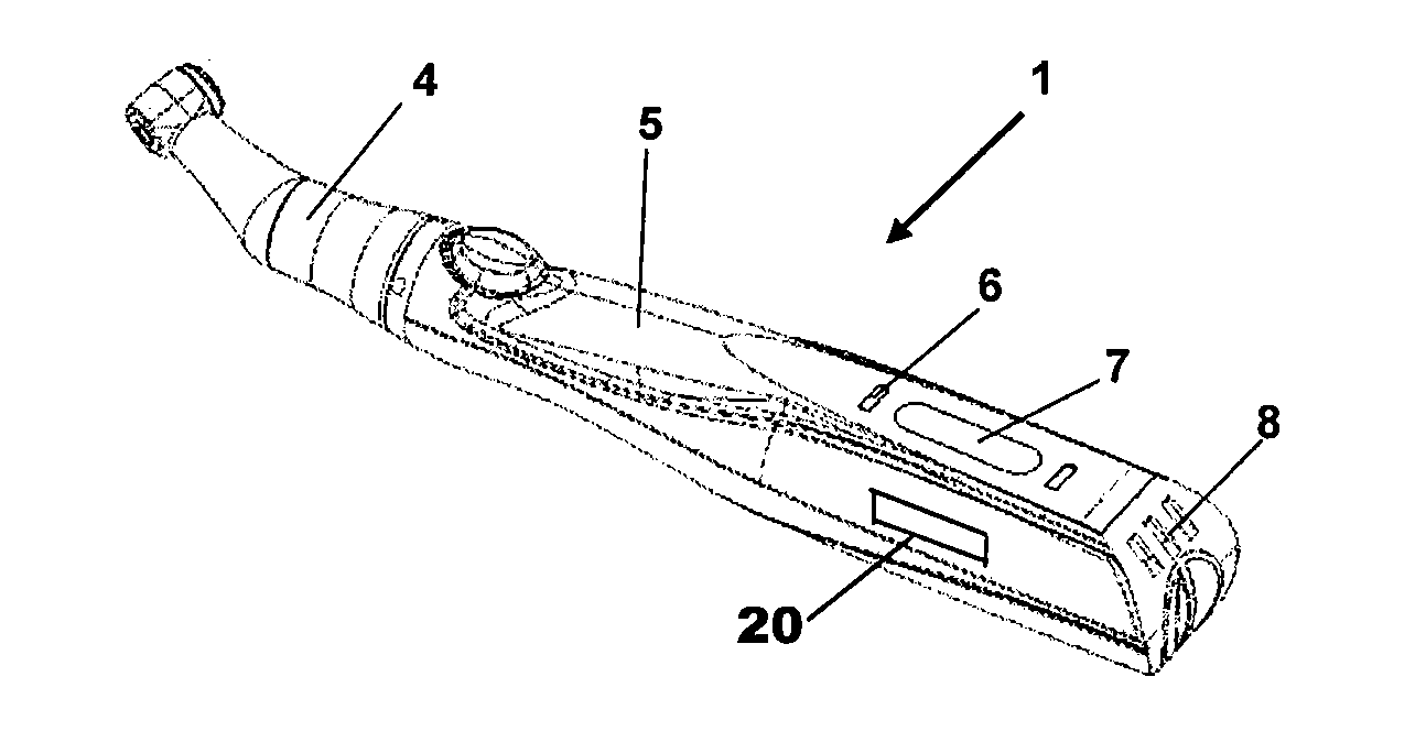 Method and device for programming a cordless handpiece for root canal treatment