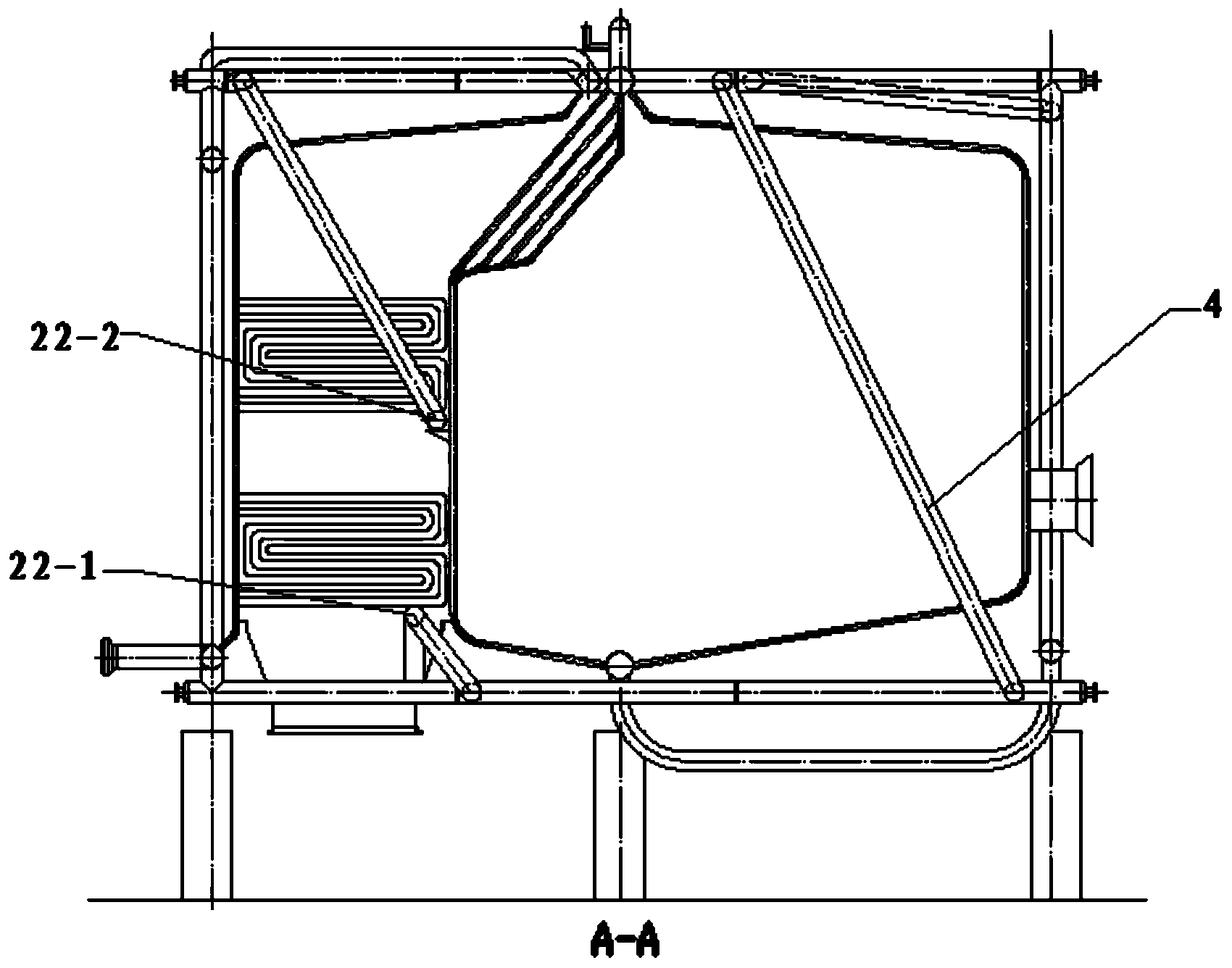 Water circulation structure of fuel gas corner tube hot-water boiler