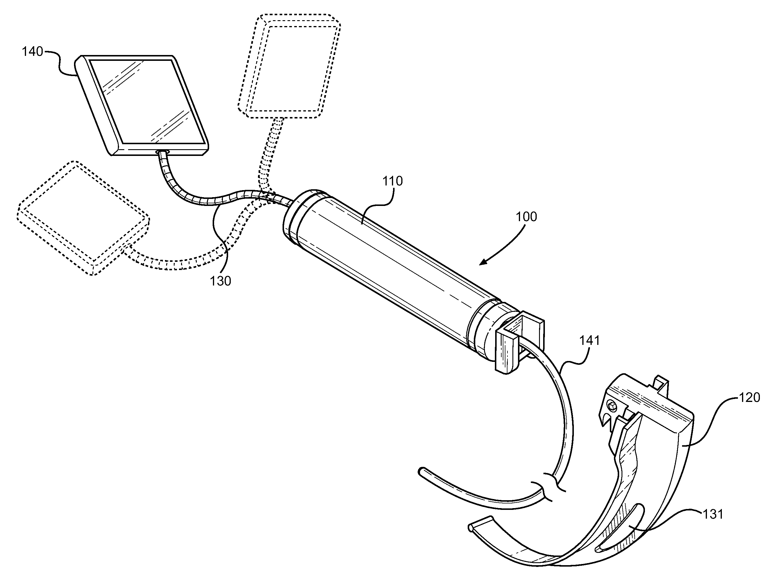 Video Laryngoscope with Adjustable Handle Mounted Monitor