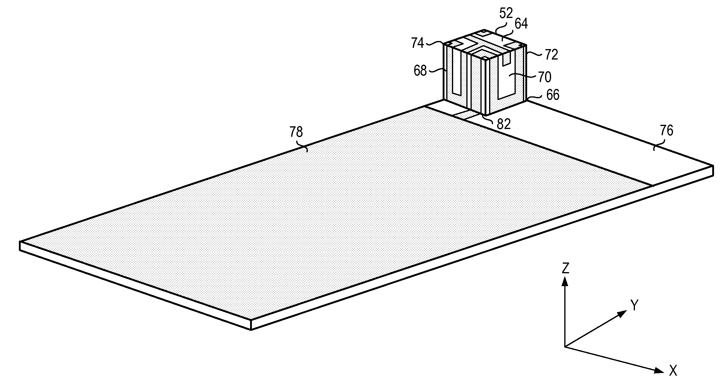 Multi-band antenna apparatus disposed on a three-dimensional substrate, and associated methodology, for a radio device